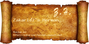 Zakariás Herman névjegykártya